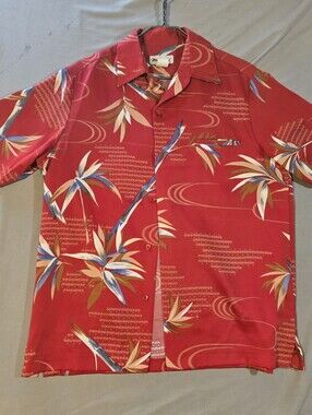 Vintage 70s Tori Richard Honolulu Hawaiian Shirt Mens Medium Red Blue Floral